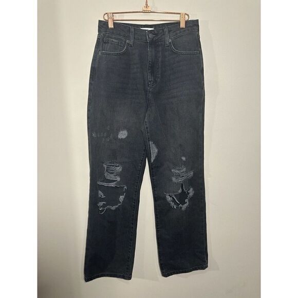 Forever 21 NWT High Waisted Distressed Mom Jeans Black Size 27 - Picture 2 of 5
